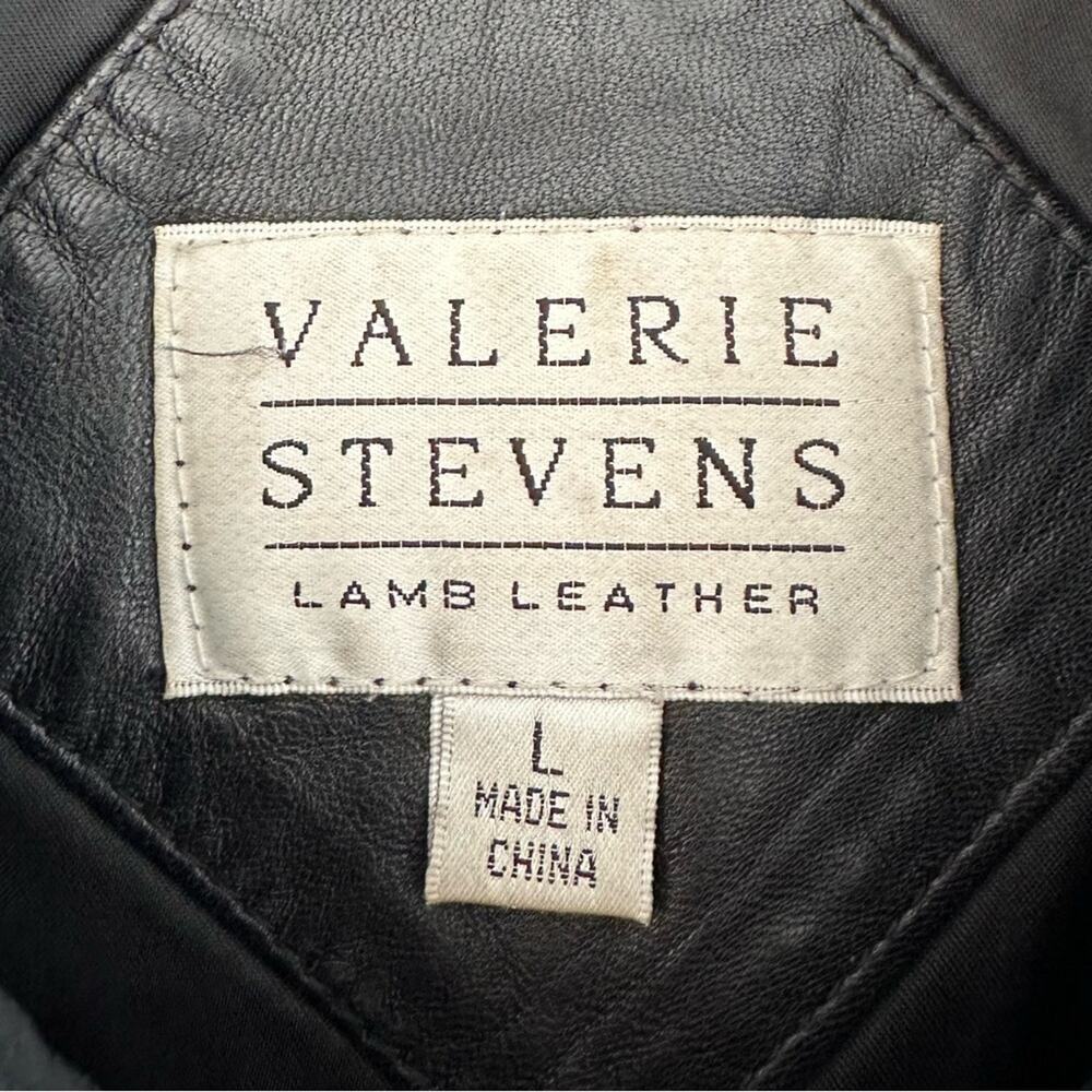 Vintage Valerie Stevens Black Leather Coat Size L Relaxed Fit Soft Leather - Picture 5 of 8